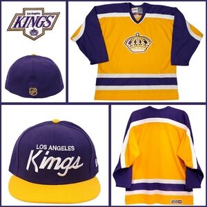 L.A Kings CCM NHL Hockey Jersey Men's LG  & New Era 59 50 Kings Fitted Hat